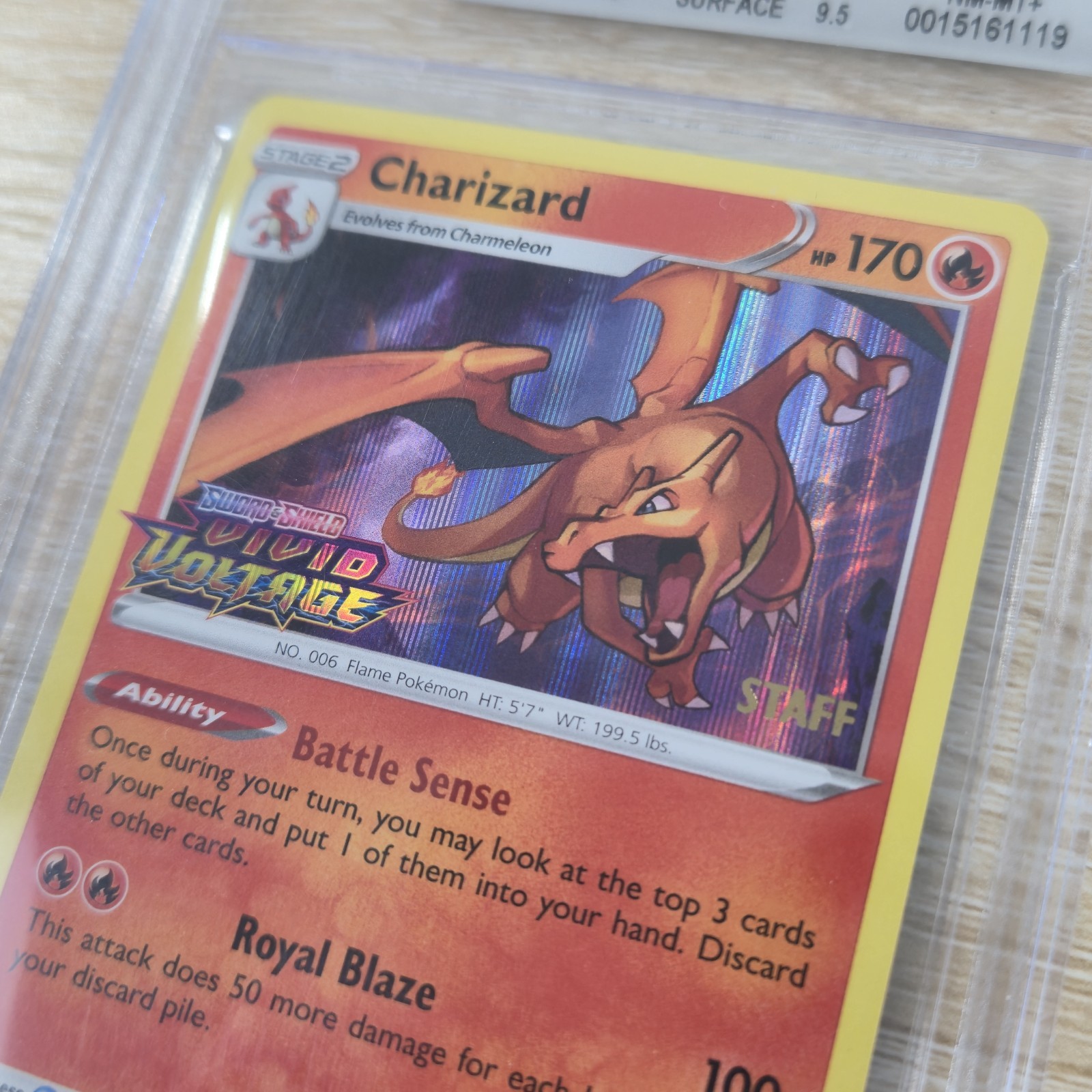 STAFF BGS 8.5 Charizard SWSH066 Vivid Voltage Prerelease Holo Promo Pokemon Card