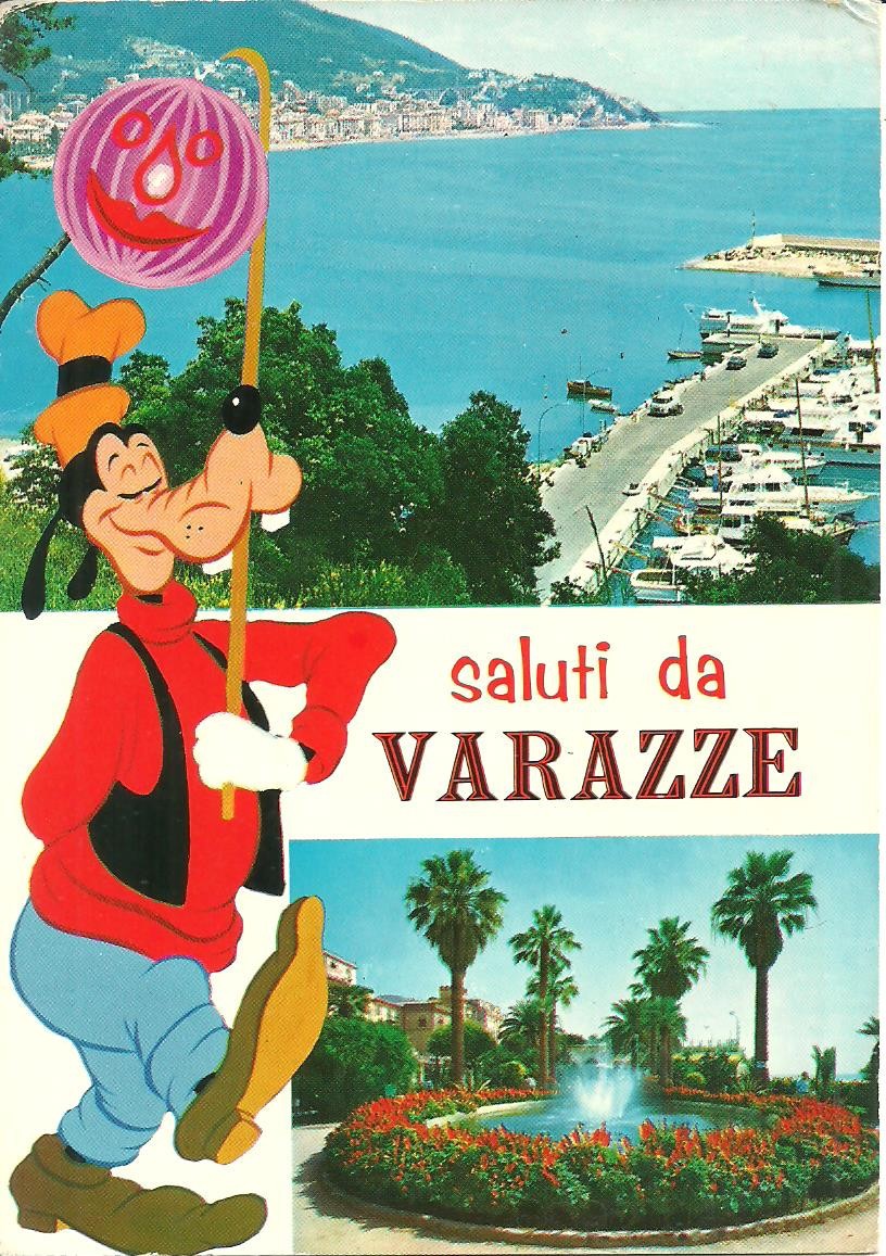 Varazze (SV) Vedute e Scorci Panoramici con Pippo e Minnie (W. Disney), 2 cart.