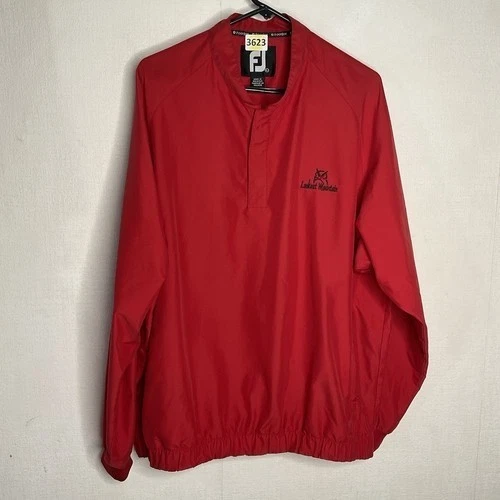 FootJoy FJ Red Golf Club Logo Lined Windbreaker Jackets Men Size Large