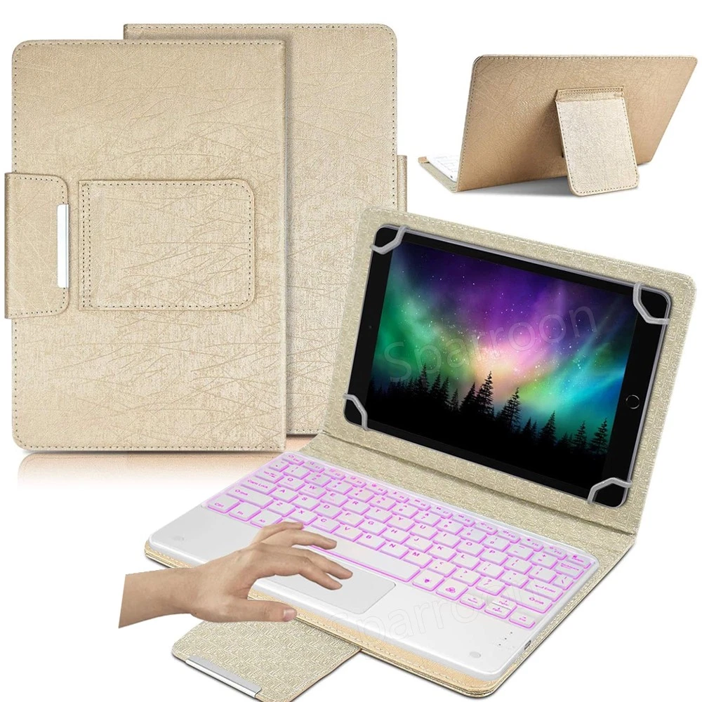 For AIWA 10.1" Pro Wifi Tablet Bluetooth Touchpad Keyboard Case Cover Mouse