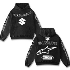 Retro Motorcycle Racing Washed Hoodie Suzuki Inspired Motor Fan Gift Retro Motorcycle Racing Washed Hoodie Suzuki Inspired Motor Fan Gift