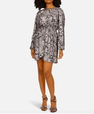 MICHAEL Michael Kors  Foil Paisley Long Sleeve Flounce Dress L NEW $165