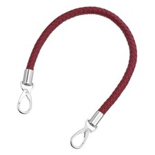50cm Short Leather PU Braided Purse Replacement Handle Dark Red Silver