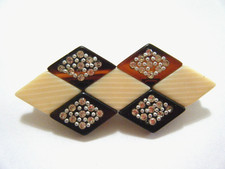 Vintage 30s Art Deco Faux Tortoise Shell  Ivoroid Celluloid Hair Clip Barrette