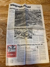 Telegraph Herald June 8, 1984 BARNEVELD Tornado Newspaper Headline