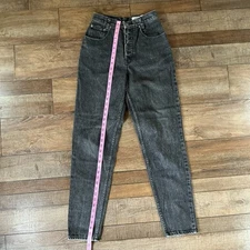 80s VTG Lawman High Rise Tapered Jeans Women's Sz 7 Black Denim Hong Kong #31125