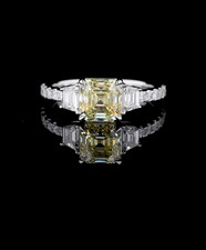 2.58 CT Fancy Vivid Yellow Radiant Lab Diamond IGI Certified Engagement Ring