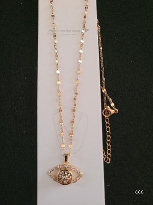 Ward Off Evil Eye Spinner Necklace- Gold Electroplated Stainless Steel