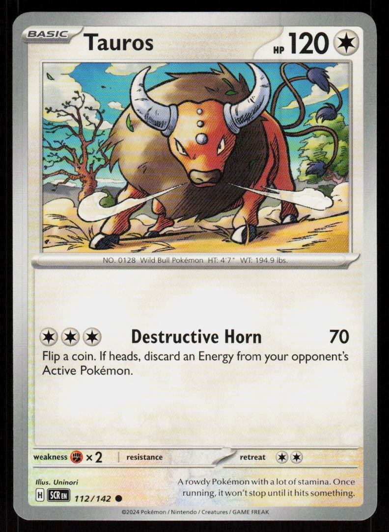 Tauros 112/142 Common Stellar Crown Pokemon Near Mint