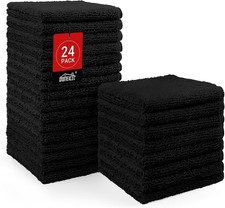 Black Washcloths 24 Pack Highly Absorbent Soft Microfiber Face Towel Makeup