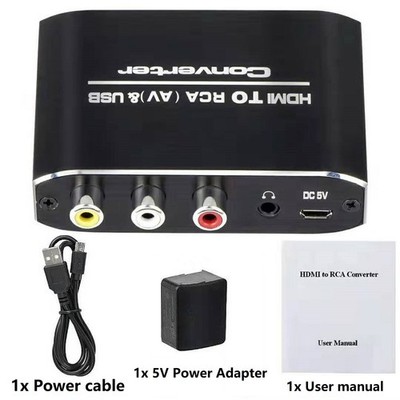 HDMI Input to RCA Output+3.5mm Audio Output HDMI to RCA Converter Adapter