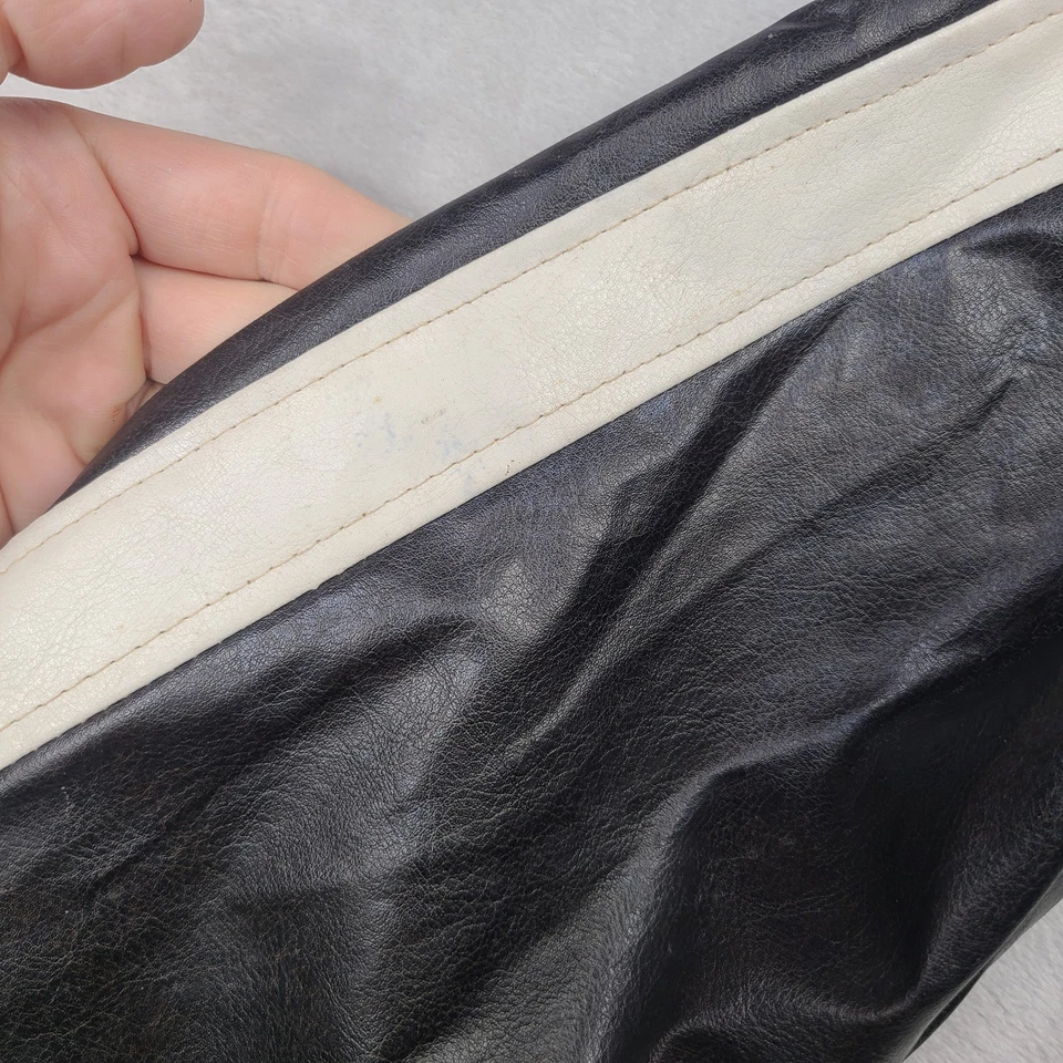 Vintage CARBON BLACK FAUX LEATHER MOTORCYCLE MOTO JACKET SIZE Medium Y2K  - Image 4 of 4