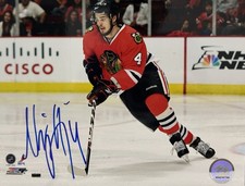 Niklas Hjalmarsson 2010 2013 2015 Stanley Cup Autographed Blackhawks 8x10 COA