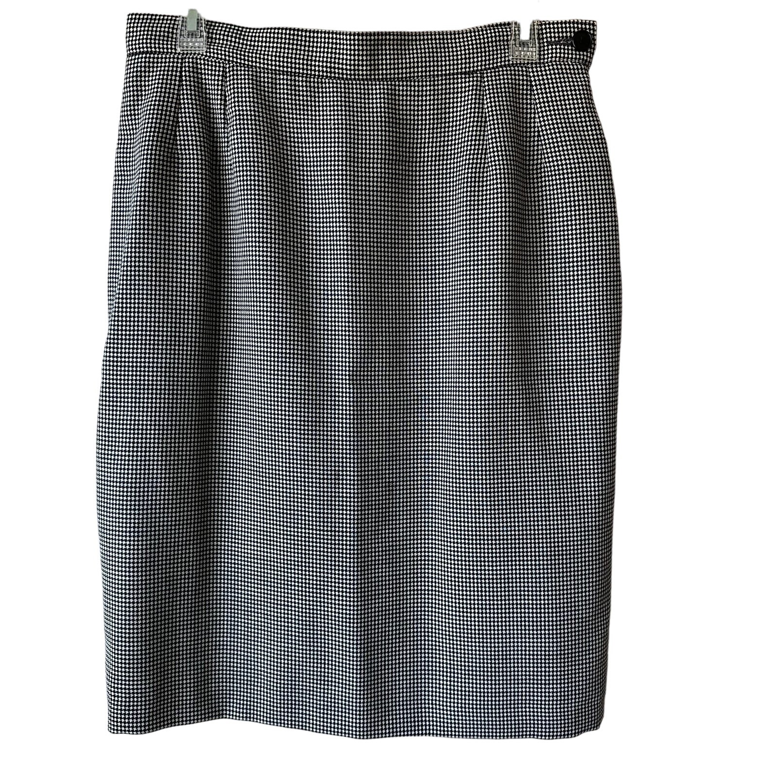 Gonna a matita Yves Saint Laurent vintage lana pied de poule nero bianco taglia 12