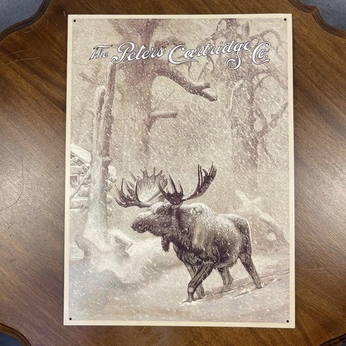The Peters Cartridge Co. Remington  Hunting MOOSE TIN Metal Sign 16" H x 12"W