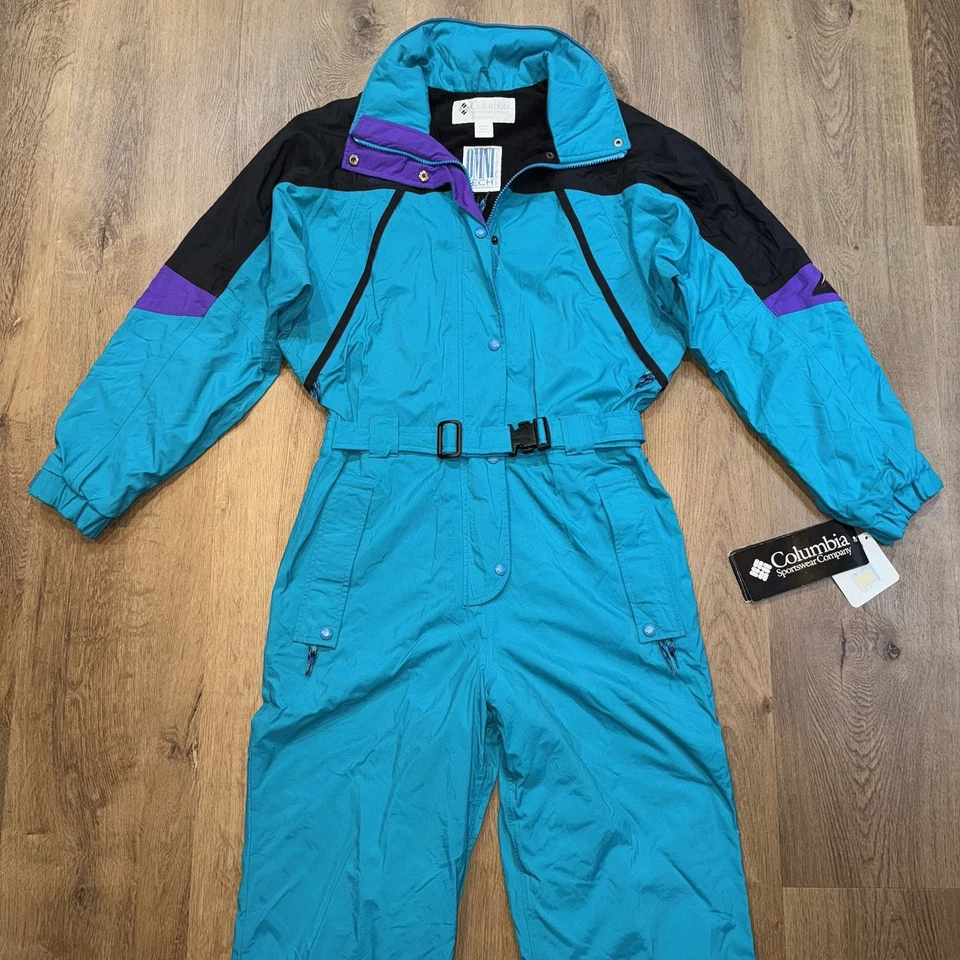 Columbia Ski Suit Womens One Piece Snowsuit Snow Bib Waterproof Vtg NOS Large - Image 3 of 4