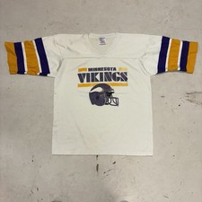 Vintage 80s 90s Minnesota Vikings Logo Jersey Shirt White L Garan Durene