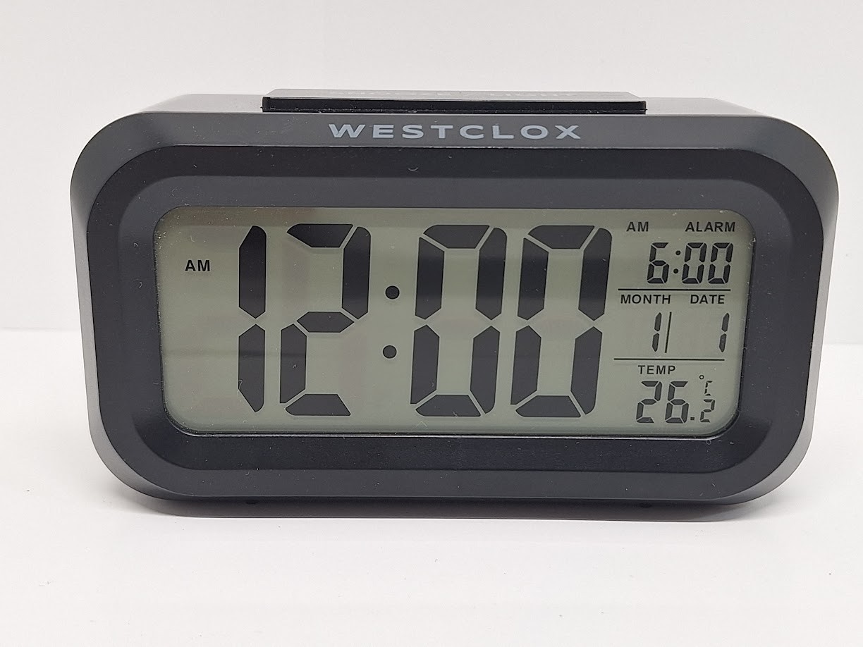 Westclox Black Digital Alarm Clock with Day/Date Display LED