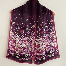Anne Klein Silk Scarf Purple Floral Polka Dot Lavender Magenta Black