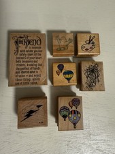 Lot Of 7 Vintage Wooden Rubber Stamp 1980โ Made in USA New