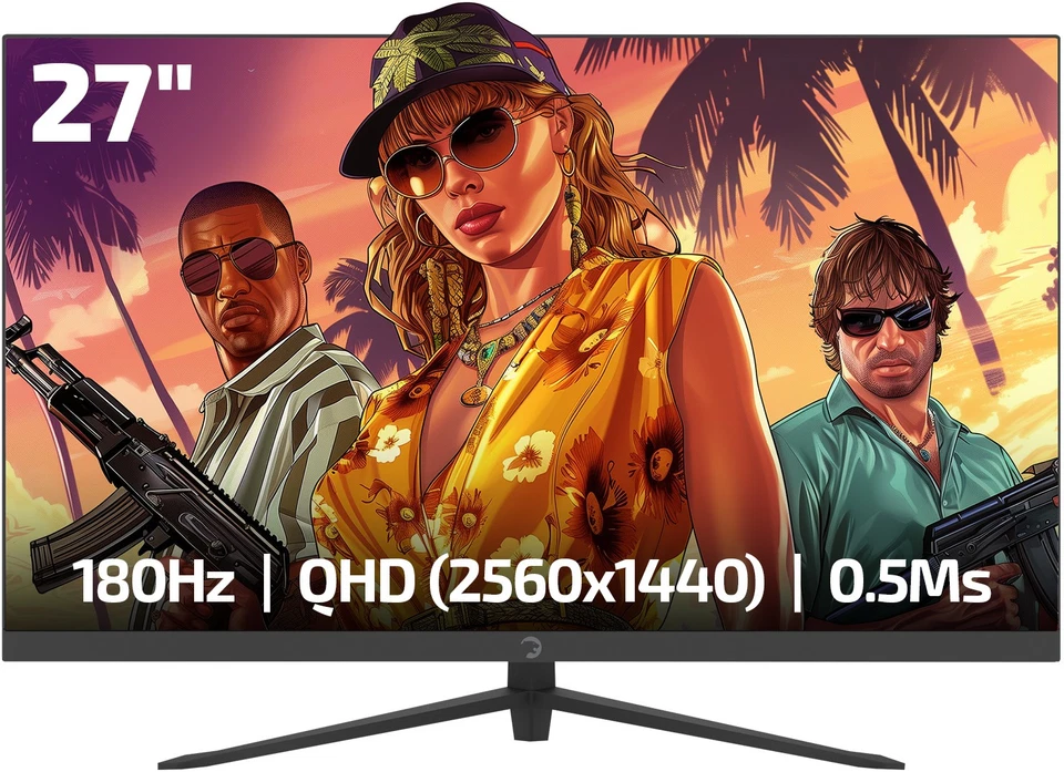 GAMEPOWER 27 Zoll Gaming Monitor QHD 1440P IPS 180Hz mit Lautsprecher Sonic T80