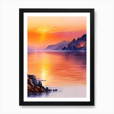Baikalsee Aquarell 3 Kunstdruck gerahmt Wandbild Poster Leinwanddruck Bild