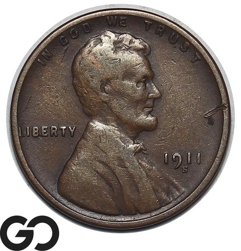 1911-S Lincoln Cent Wheat Penny