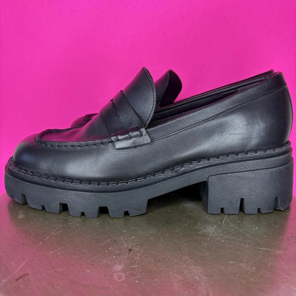 Черные кожаные мокасины Free People Lyra с коренастой подошвой размер 38,5 - Изображение 3 из 4