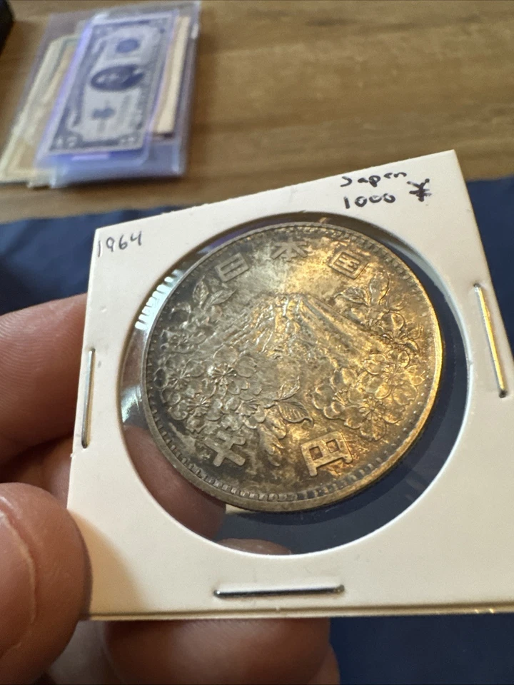 Moneda de plata de 1000 yenes Japón 1964 Juegos Olímpicos de Tokio Foto 2 de 3