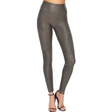 NEW SPANX GUNMETAL GRAY FAUX LEATHER MOTO LEGGINGS PANTS SIZE SMALL S