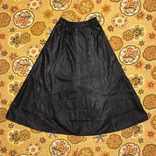 Vintage 1970s Leather Skirt Fit  Flare Midi Maxi Leathercraft Rare Womens 2 XS