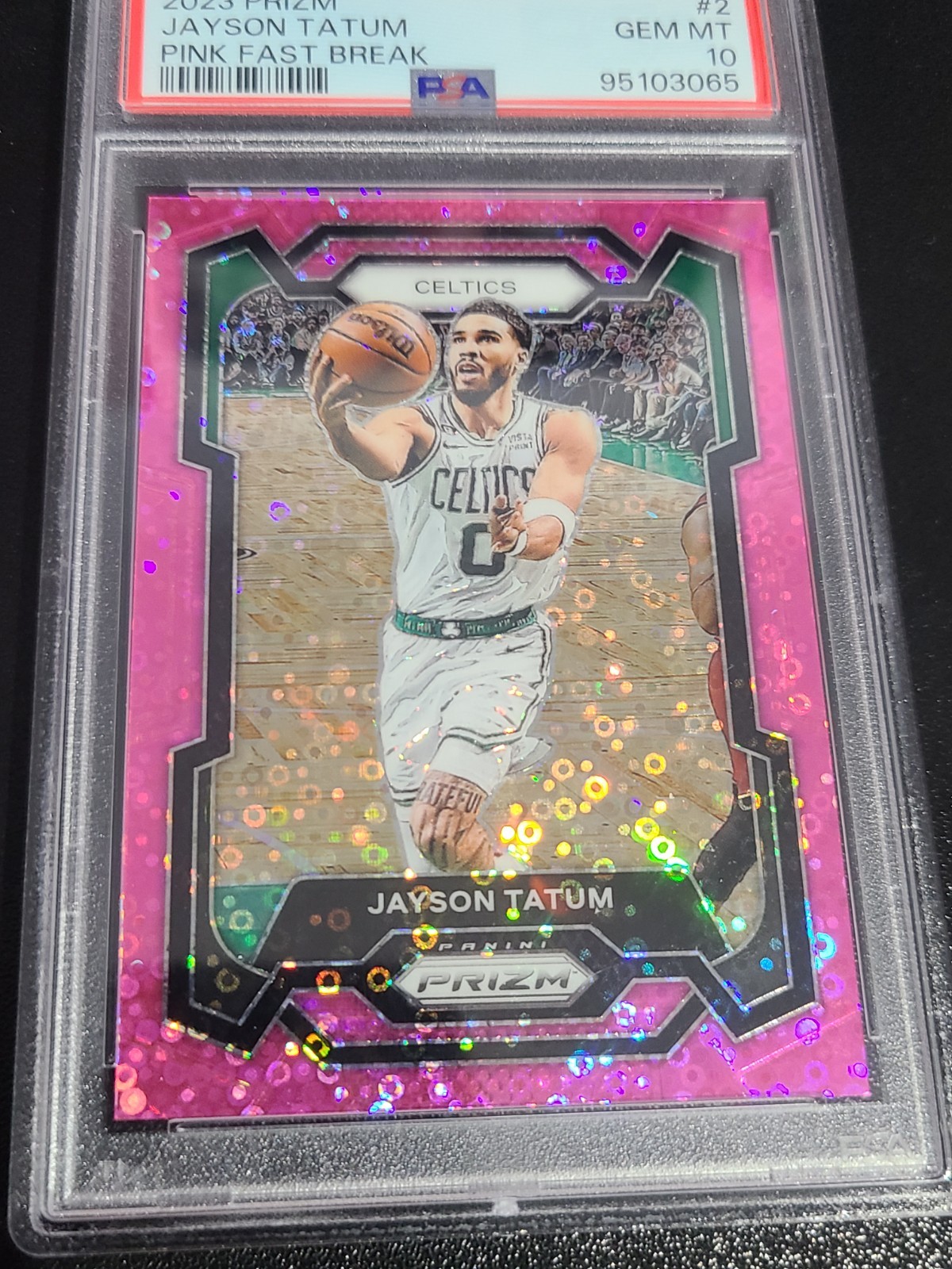 2023 Panini Prizm JAYSON TATUM Pink Fast Break ##/50 #2 PSA 10