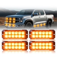 4PCS Amber Strobe Lights for Trucks, Sync Feature LED Emergency Strobe Grille...