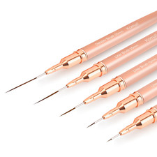 Metallic Nail Art Brushes, 5Pcs Liner Brushes for Nails, Gold for Long Lines,
