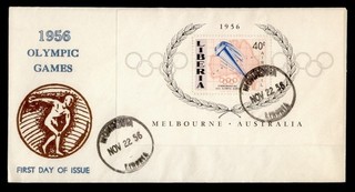 DR WHO 1956 LIBERIA FDC OLYMPICS S/S R82388
