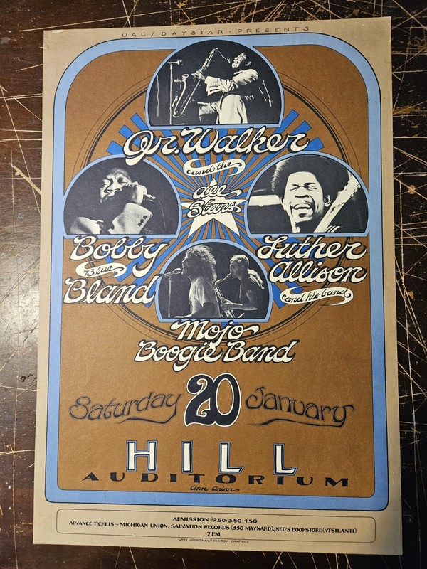 Jr. Walker Luther Allison Bobby  Bland 1973 Original Poster Art By Gary Grimshaw