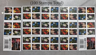 USPS Flowers From The Garden Forever Stamps #5240b Booklet (100 Stamps Total)