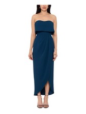 XSCAPE Womens Teal Popover Tulip Sleeveless Maxi Evening Sheath Dress 8