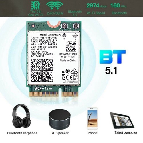 AX201NGW Carte WiFi avec Antenne 2.4 Ghz+5Ghz WiFi 6 3000Mbps M.2 CNVio2 Bl9571 - Photo 4/7