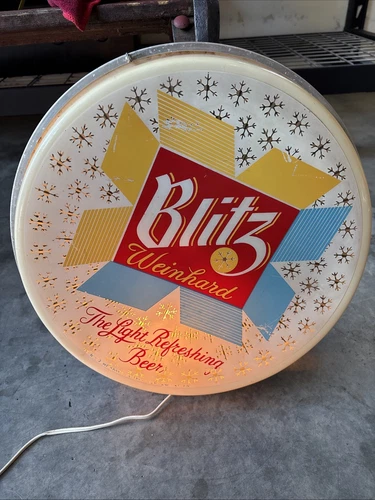 Vintage BLITZ WEINHARD BEER Lighted Motion Sign Snowflake RARE WORKS!!