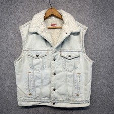 Vintage Levi s Mens Size L Sherpa Lined Denim Vest Jean Made in USA 80 s