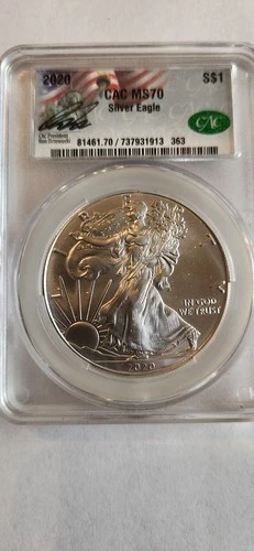 2020-P American Silver Eagle CAC MS70 Signed by CAC President Ron Drzewucki