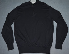 Peter Millar 1/4 Zip Crown Soft Silk Blend Black Sweater Mens Large Golf Stretch