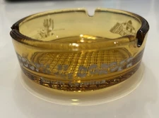 Vintage South of the Border Amber Glass Ashtray South Carolina 3.5"