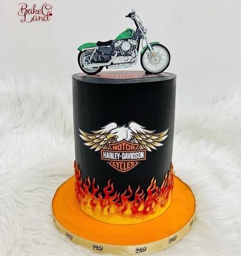 Harley Davidson glassa commestibile pretagliata cake topper 4 pollici / 5 pollici - Foto 5 di 7
