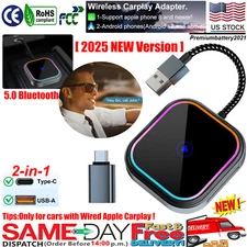 ✅2 in 1 Wireless Apple CarPlay/Android Auto Adapter Dongle USB /Type C Plug&Play