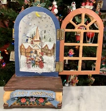 Vintage 1996 TL Toys Animated 9” WINTER SCENE MUSIC BOX Window Lights 15 Tunes