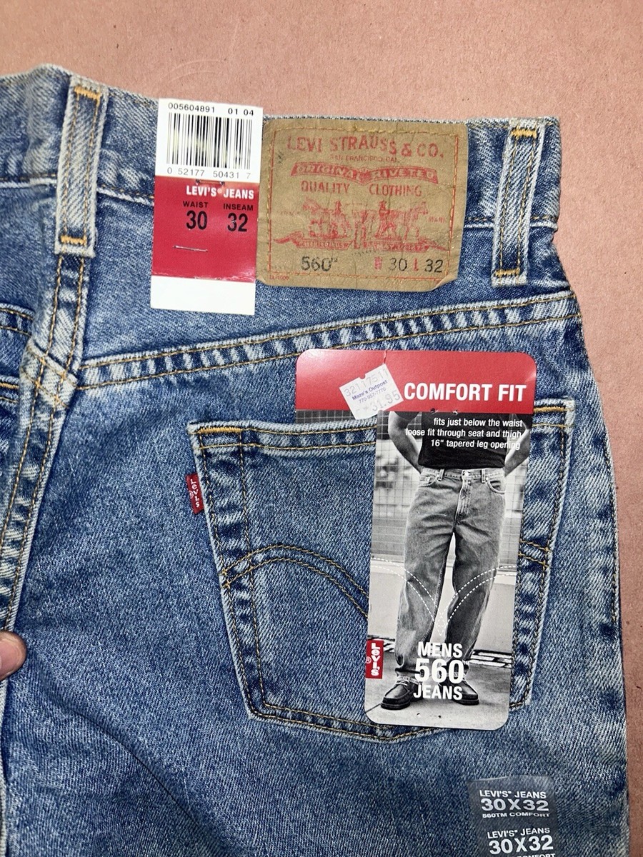Vintage 1990's Levis 560 Blue Jeans, Mens Loose Fit, Deadstock NWT