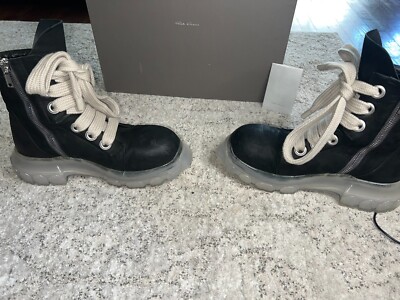 Rick Owens Jumbolaced Bozo Tractor Boots Black with Clear Rick Owens Jumbolaced Bozo Tractor Boots Black with Clear