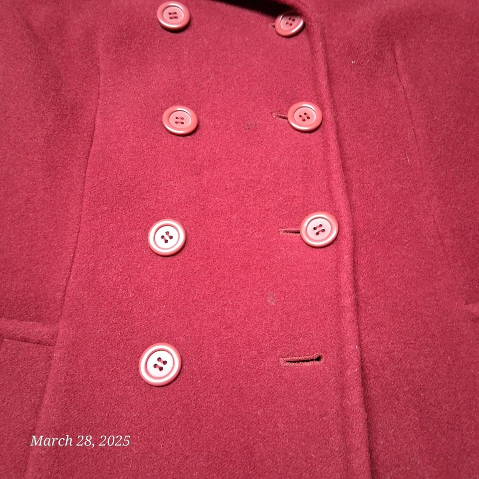 * Prague Wool Blend Overcoat Women Size 10 Red Lined - Image 2 of 4